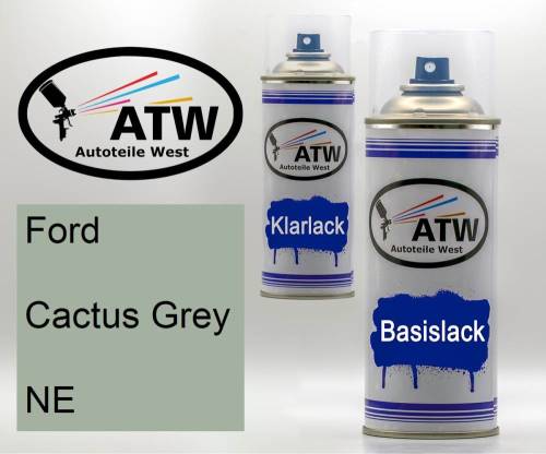 Ford, Cactus Grey, NE: 400ml Sprühdose + 400ml Klarlack - Set, von ATW Autoteile West.